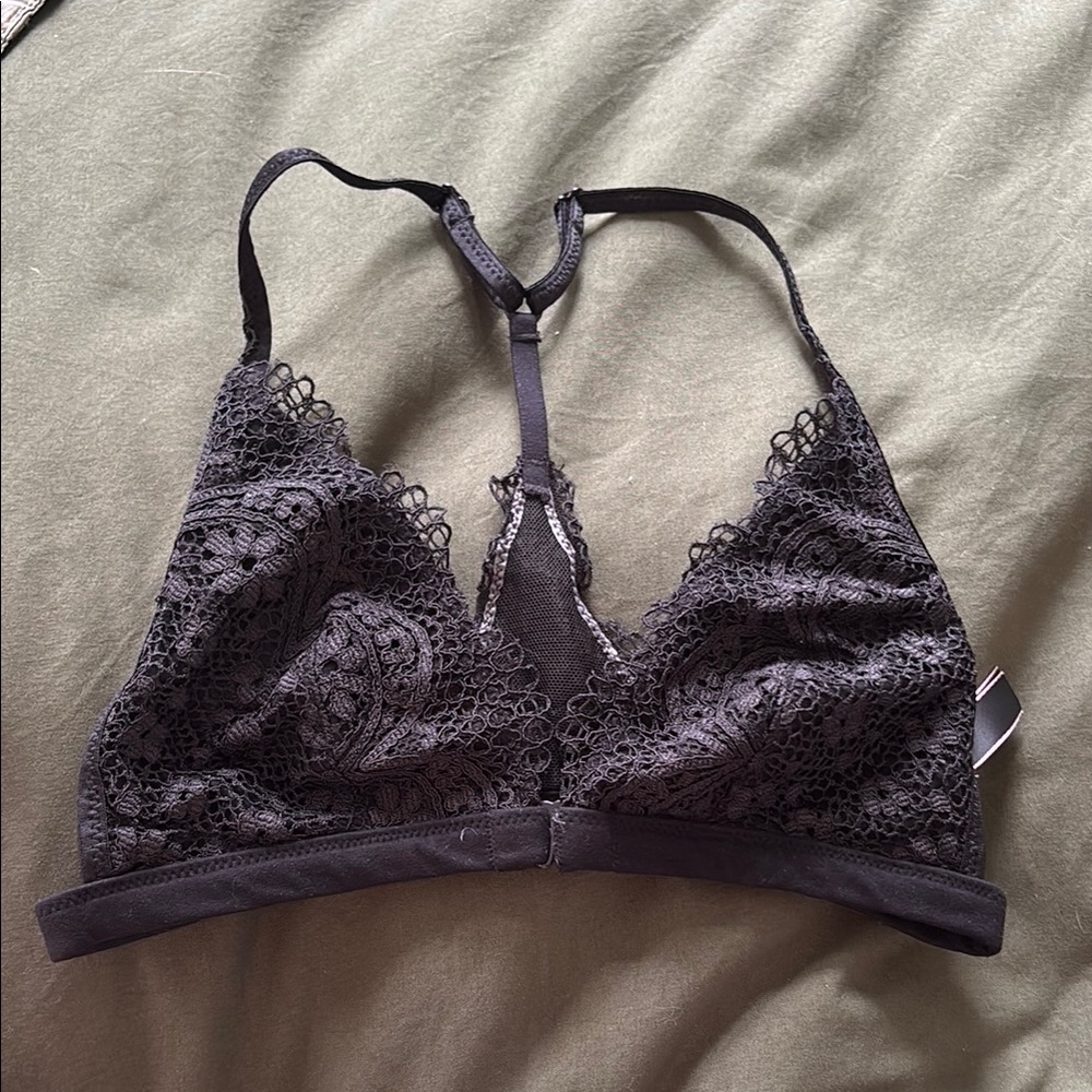 Victoria's Secret Black Lace Racerback Bra with Front Closure